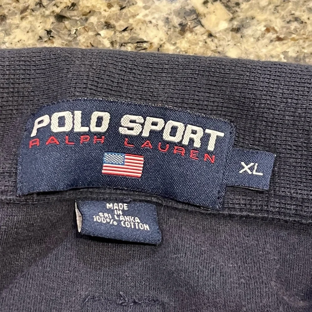 Polo Ralph Lauren Vintage 1/4 Zip Sweatshirt Spell Out blue Mens Size XL
